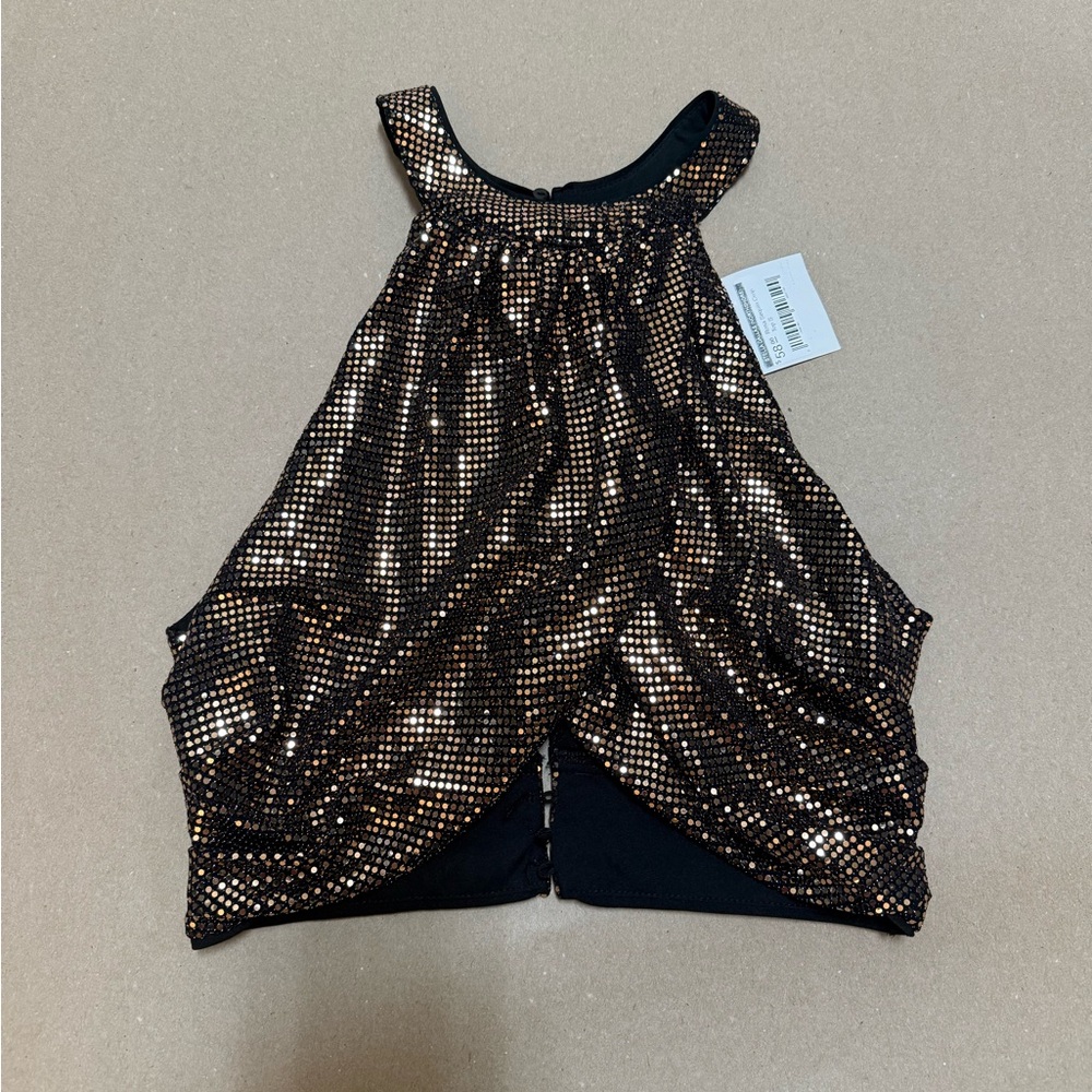 Black and Gold Sequin Halter Top